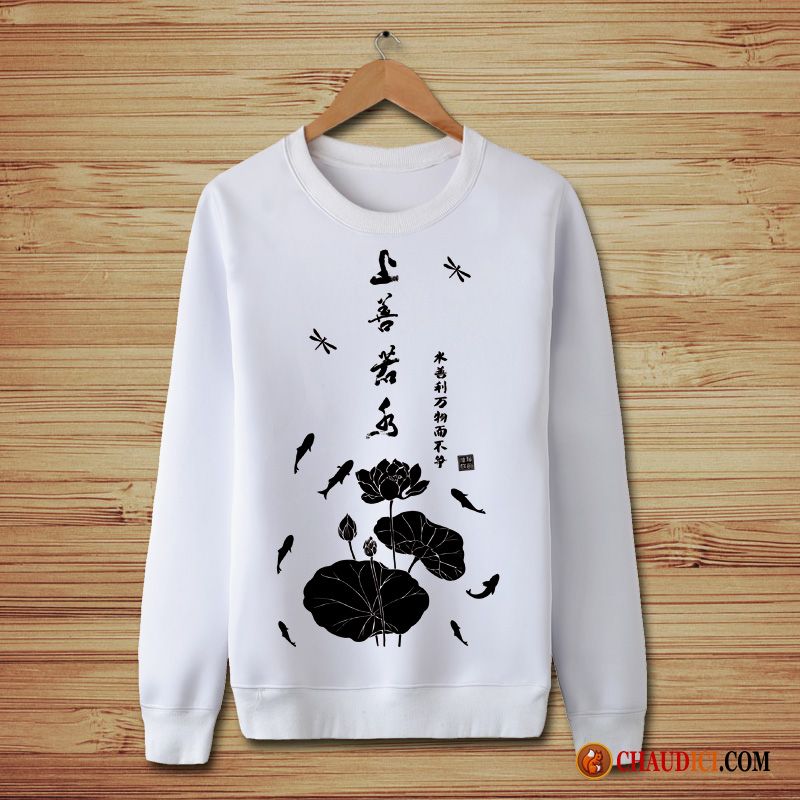 Sweat À Capuche Col V Pas Cher Style Chinois Hoodies Col Rond Créatif Homme