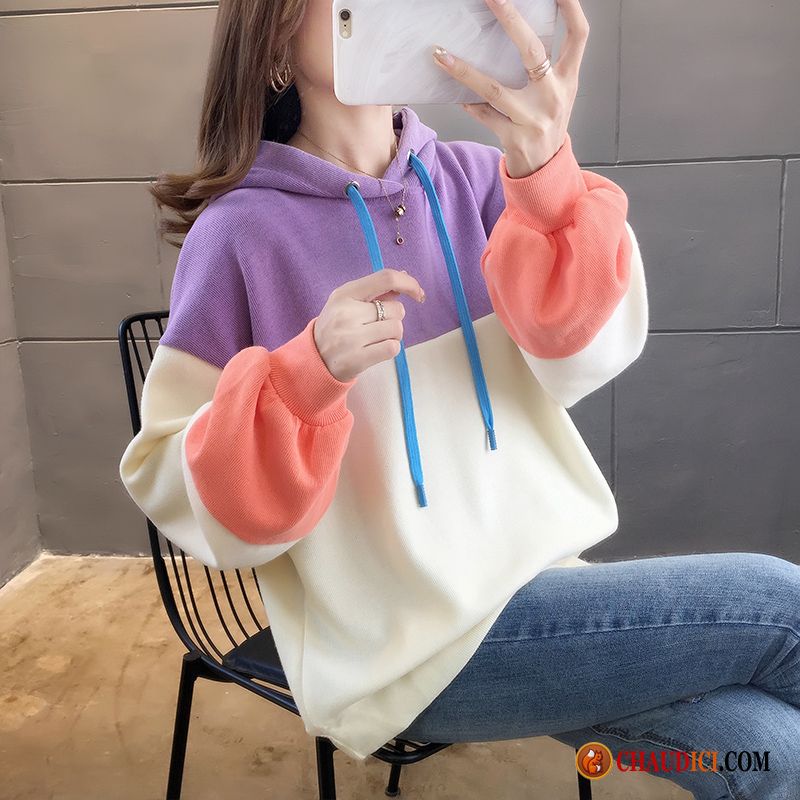 Sweat À Capuche En Laine Blanc Femme Une Veste Violet Légère Femme L'automne En Ligne