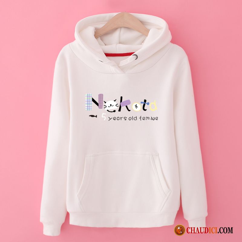 Sweat À Capuche Femme Blanc L'automne Tendance Printemps Hoodies Manteau Pas Cher