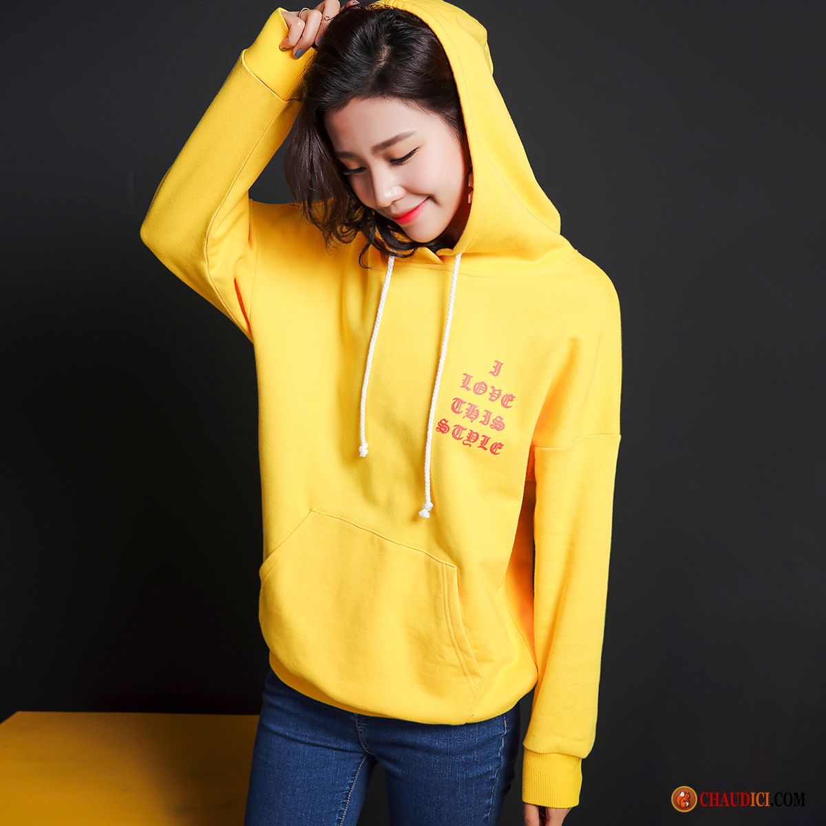 Sweat À Capuche Grosse Maille Femme Pas Cher Hoodies Capuche Printemps Manche Lettre