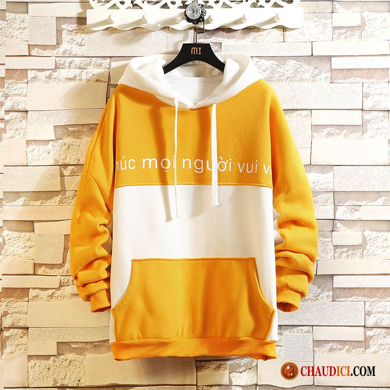 Sweat À Capuche Homme Col Cheminée Marque De Tendance Impression Hoodies Grande Taille Capuche