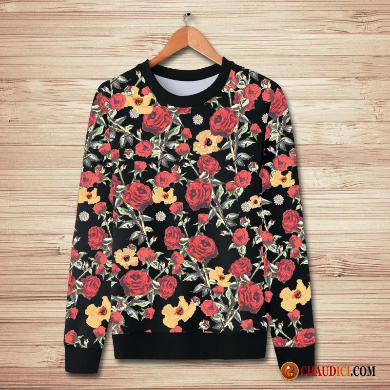 Sweat À Capuche Homme Col Montant Hoodies Fleurs Papillon Paon Longues