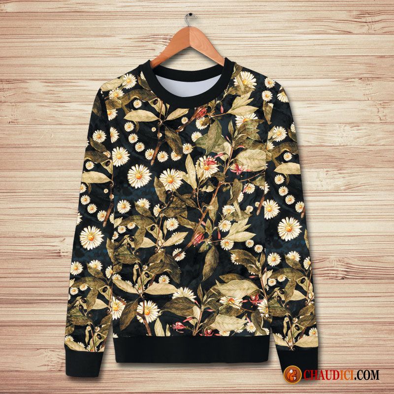 Sweat À Capuche Homme Col Montant Hoodies Fleurs Papillon Paon Longues