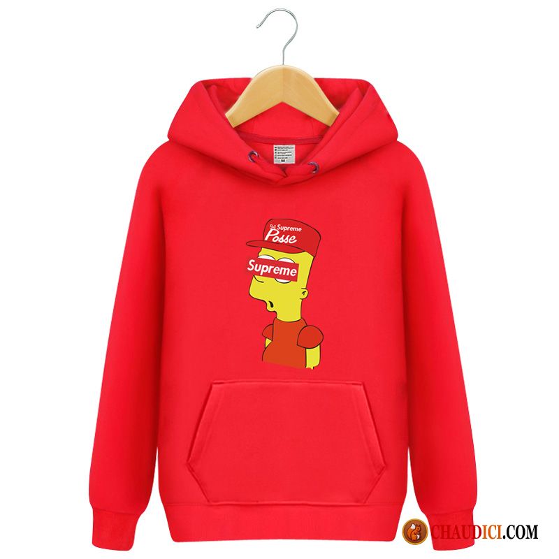 Sweat À Capuche Homme En Laine Écarlate Étudiant Capuche Pullovers Printemps Fantaisie Pas Cher