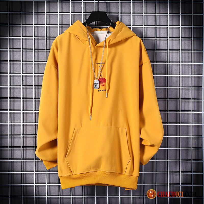 Sweat À Capuche Homme Hiver Manteau Hoodies Printemps Jaune Longues Pas Cher