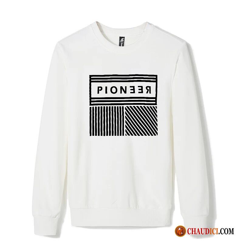 Sweat À Capuche Laine Col Roulé Homme Pullovers Printemps Jeunesse Blanc Homme