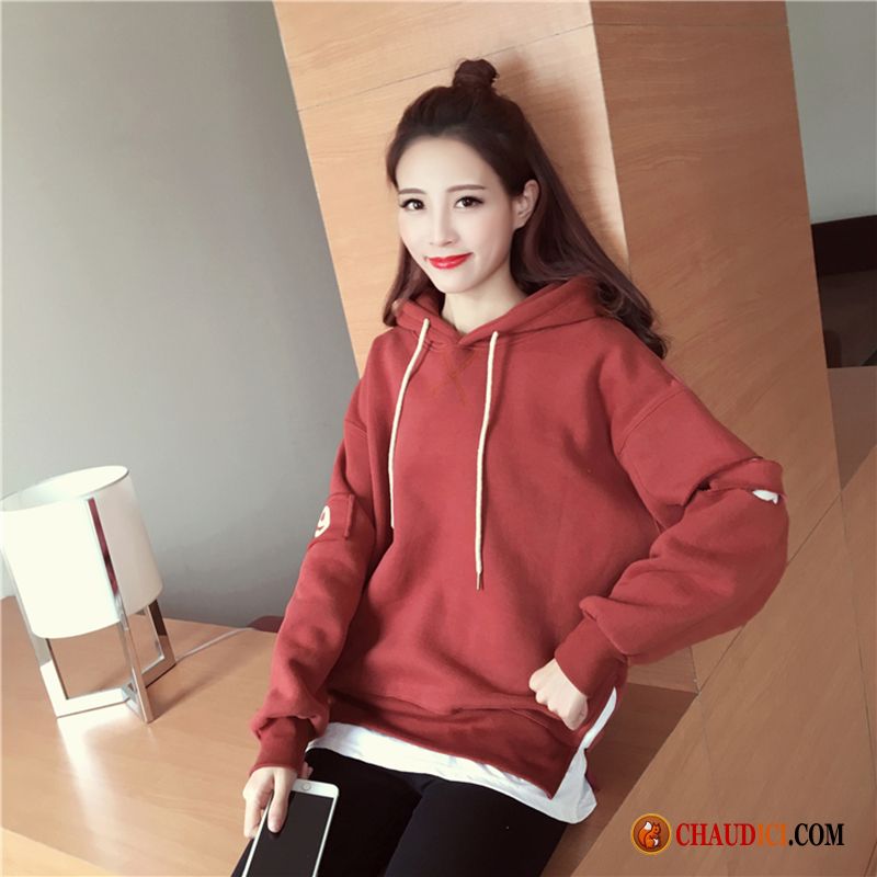 Sweat À Capuche Long Pour Femme Printemps Hoodies Manteau Deux-pièces Étudiant Soldes