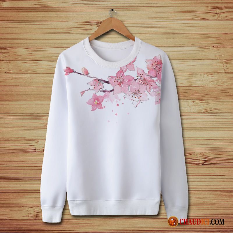 Sweat À Capuche Léger Homme Manteau Fleur Rose Grande Taille Tendance