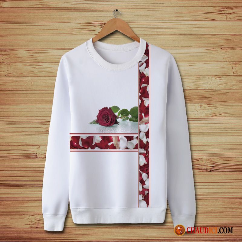 Sweat À Capuche Léger Homme Manteau Fleur Rose Grande Taille Tendance