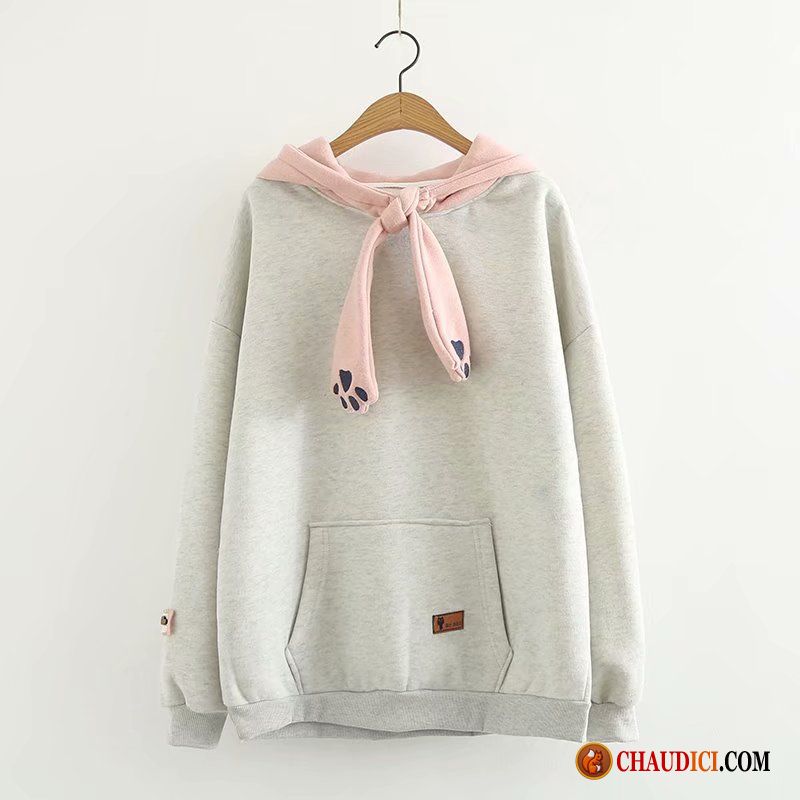 Sweat À Capuche Manches Courtes Femme Hoodies Une Veste Impression Plus De Velours Charmant Pas Cher