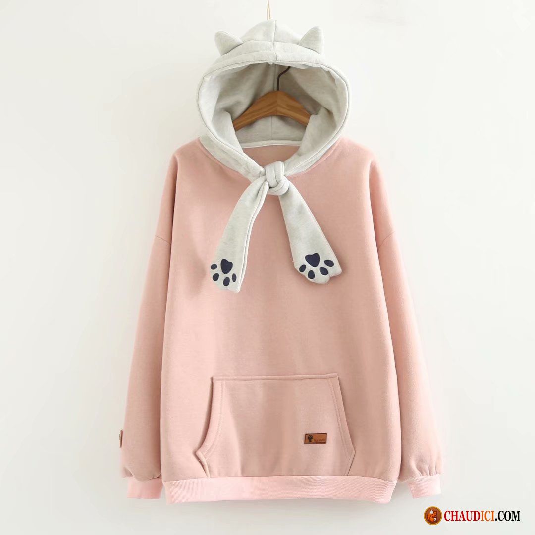 Sweat À Capuche Manches Courtes Femme Hoodies Une Veste Impression Plus De Velours Charmant Pas Cher