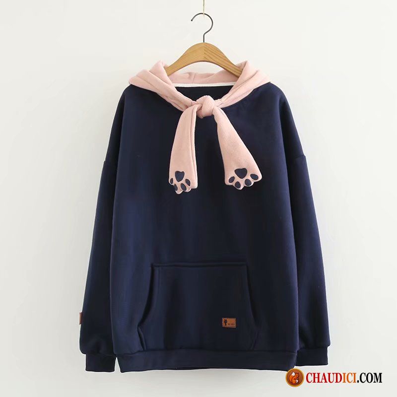 Sweat À Capuche Manches Courtes Femme Hoodies Une Veste Impression Plus De Velours Charmant Pas Cher