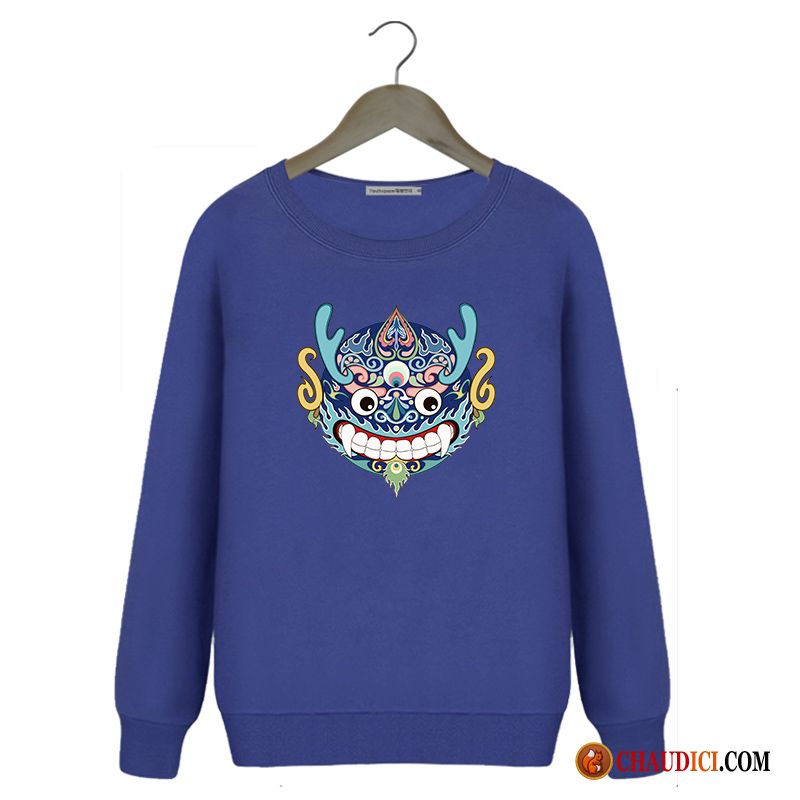 Sweat À Capuche Noir Col Roulé Homme Turquoise Hoodies Pullovers Style Chinois Tendance Hiver