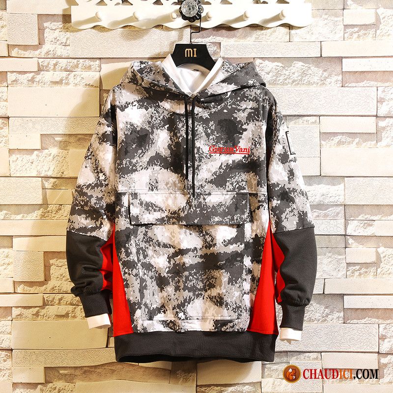 Sweat À Capuche Over Col Roulé Homme Une Veste Camouflage Printemps Homme Manteau En Vente