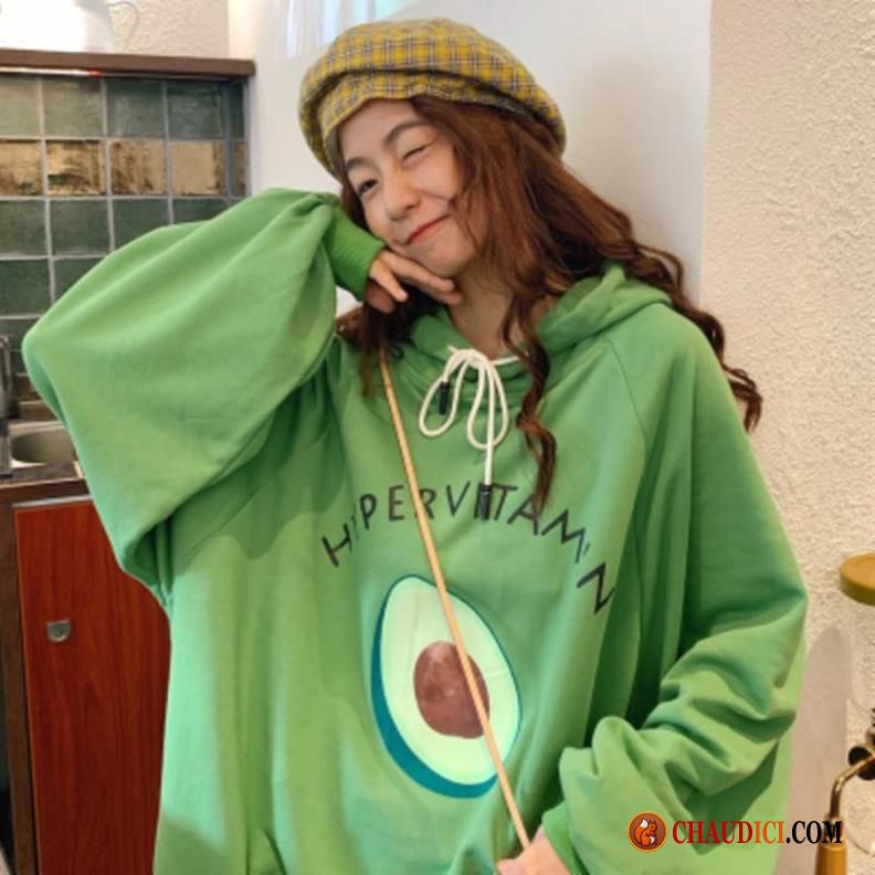 Sweat À Capuche Over Femme Original Légère Vert Hoodies Femme Grande Taille Pas Cher