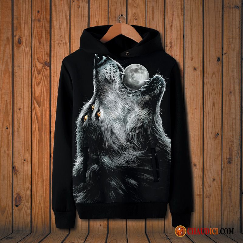 Sweat À Capuche Sans Manche Homme Animal Manteau Longues Hoodies Tendance En Ligne