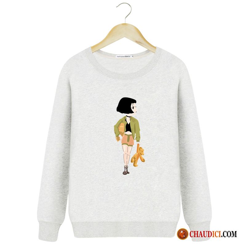 Sweat À Capuche Sport Homme Crème Femme Manteau Personnalité Fantaisie Col Rond Pas Cher