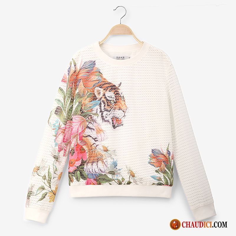 Sweat À Capuche Tendance Femme Pullovers L'automne Printemps Tigre Femme En Ligne