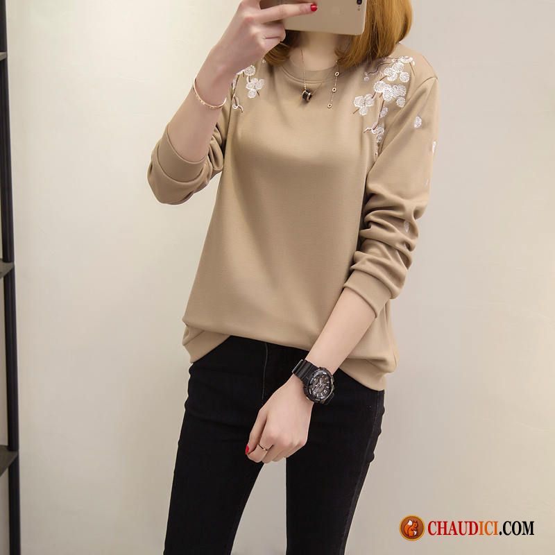 T Shirt Beige Femme Étudiant Une Veste Baggy Femme Printemps