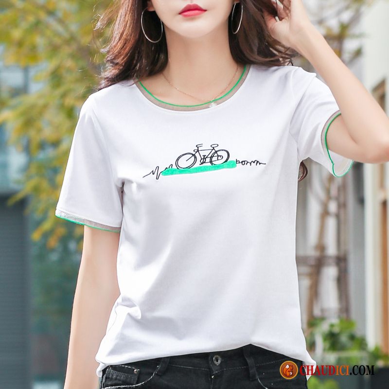 T Shirt Blanc Femme Manche Courte Ambre Décontractée Baggy Été Une Veste Femme