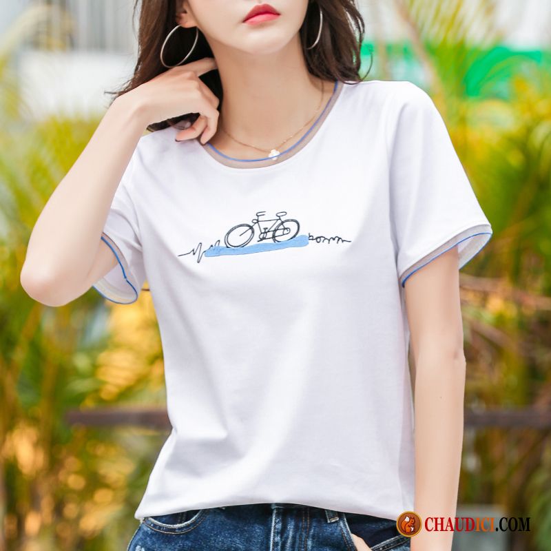 T Shirt Blanc Femme Manche Courte Ambre Décontractée Baggy Été Une Veste Femme