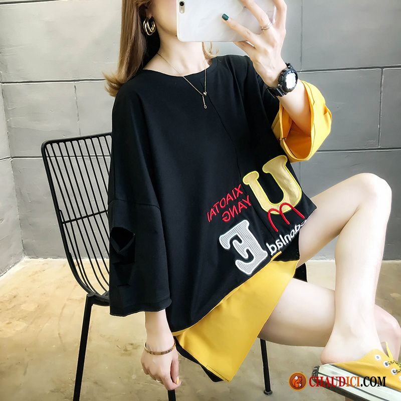 T Shirt Femme Long Femme Été Longue Baggy Tendance Femme Soldes