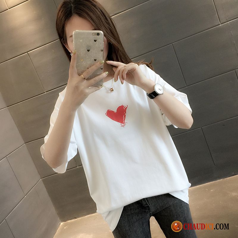 T Shirt Femme Originaux Courte Rouge Tendance Ultra Femme En Vente