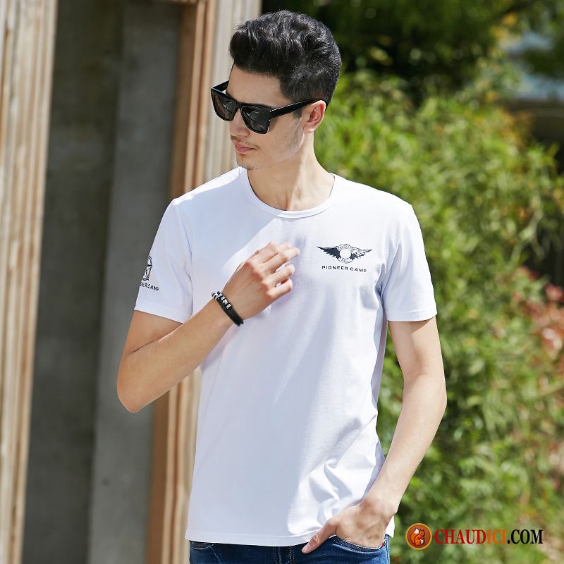 T Shirt Homme Avec Poche Chameau Homme Courte Blanc Demi Manches Légère Pas Cher