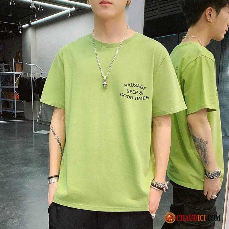 T Shirt Homme Manche Longue Pas Cher Homme Été Demi Manche Vert Courte