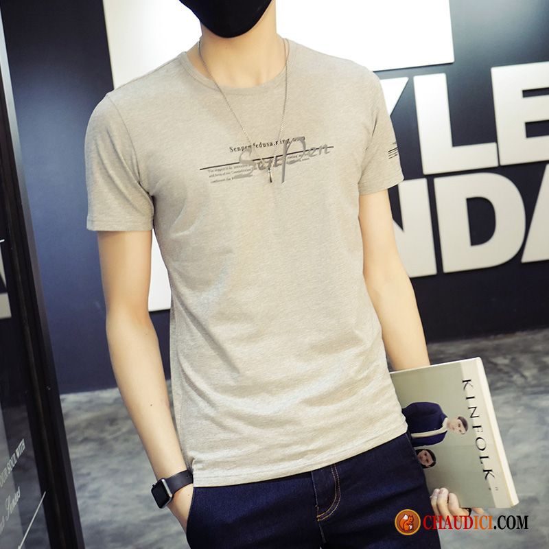 T Shirt Jaune Homme T-shirt Homme Demi Manche Slim Tendance Pas Cher