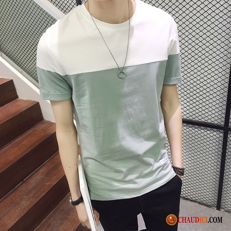 T Shirt Long Homme Étudiant Slim Tendance Homme Col Rond