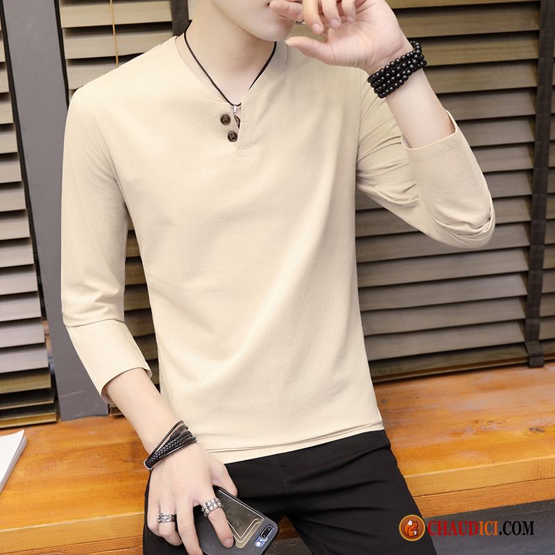 T Shirt Manche Longue Légère Tendance Beau Homme Slim