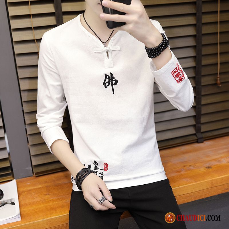 T Shirt Manche Longue Légère Tendance Beau Homme Slim