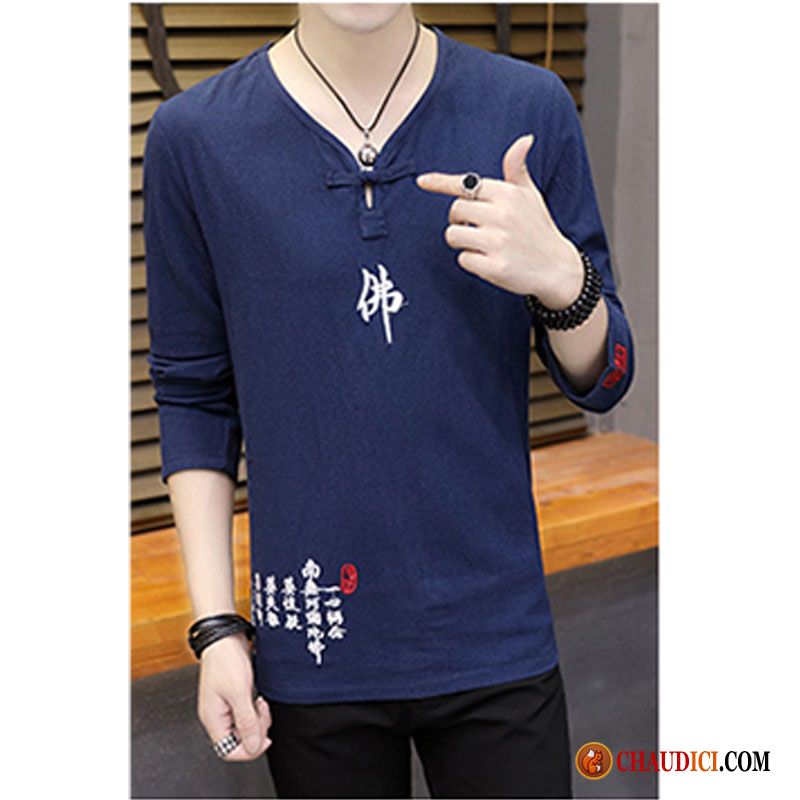 T Shirt Manche Longue Légère Tendance Beau Homme Slim