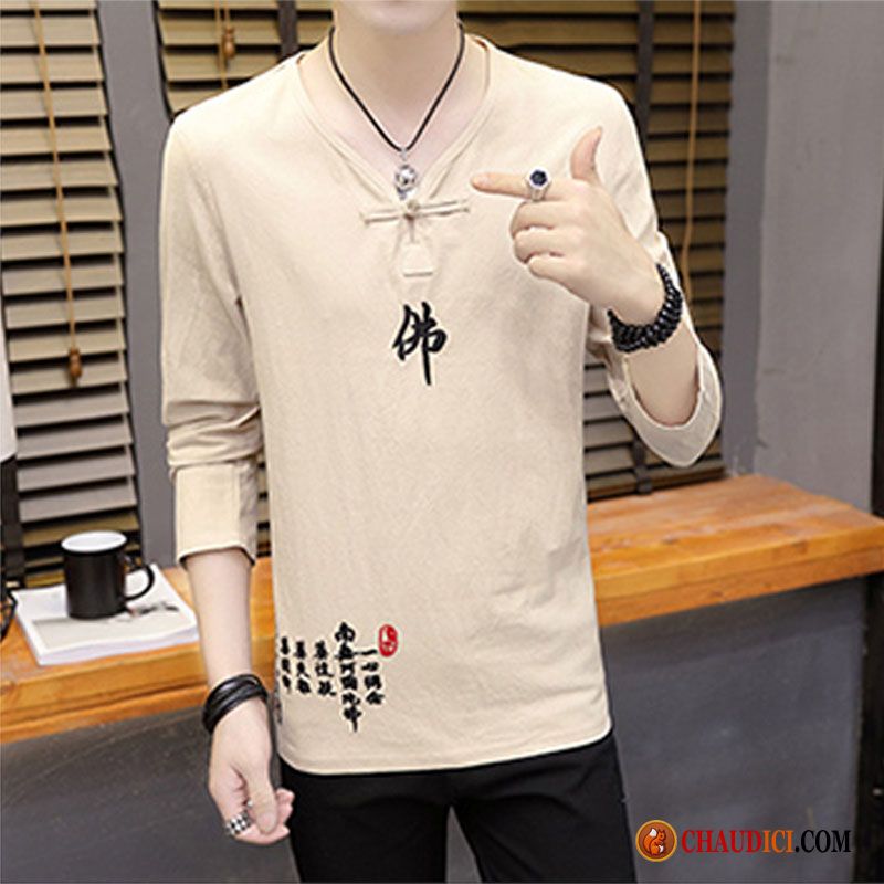 T Shirt Manche Longue Légère Tendance Beau Homme Slim