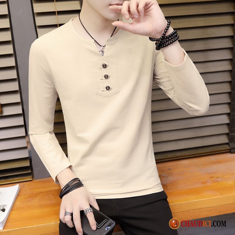 T Shirt Manche Longue Légère Tendance Beau Homme Slim