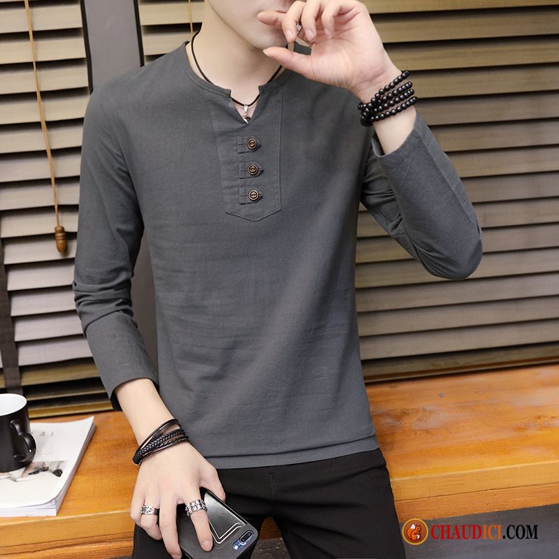 T Shirt Manche Longue Légère Tendance Beau Homme Slim