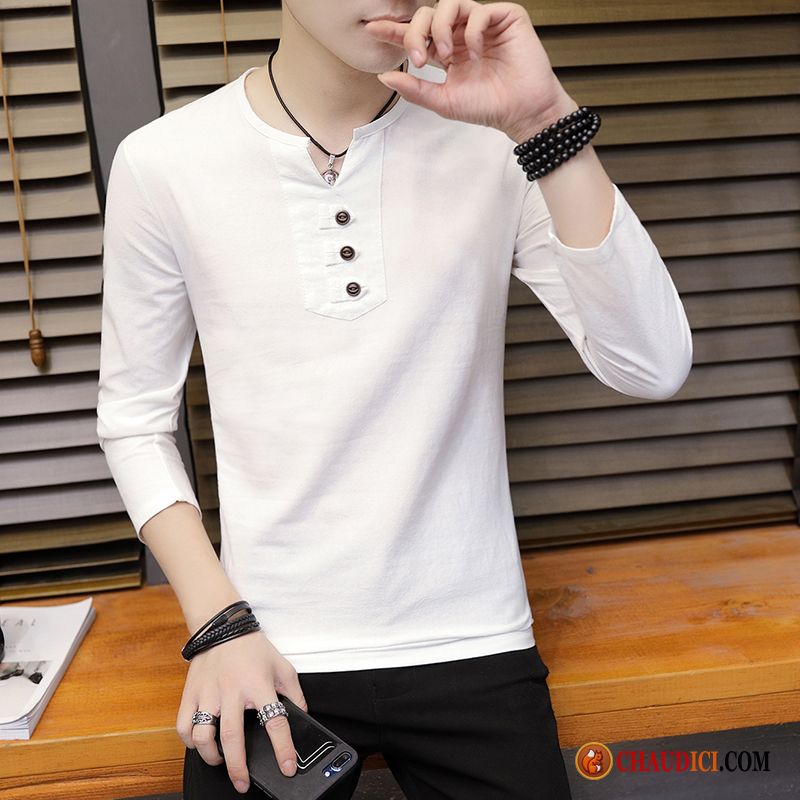 T Shirt Manche Longue Légère Tendance Beau Homme Slim