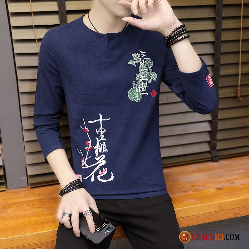 T Shirt Manche Longue Légère Tendance Beau Homme Slim