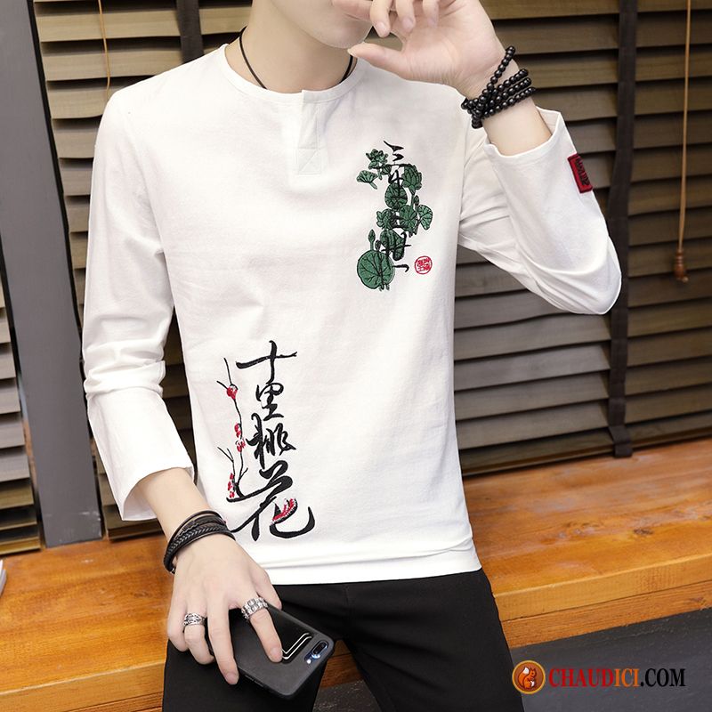 T Shirt Manche Longue Légère Tendance Beau Homme Slim