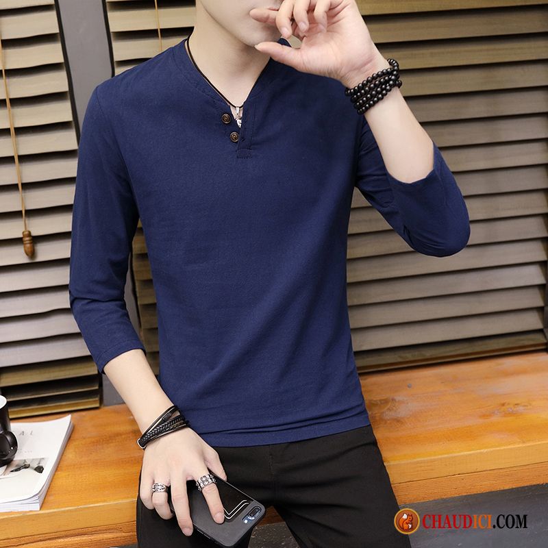 T Shirt Manche Longue Légère Tendance Beau Homme Slim