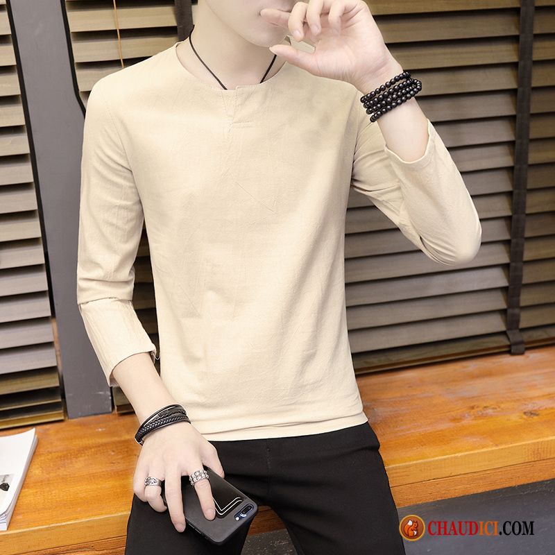 T Shirt Manche Longue Légère Tendance Beau Homme Slim