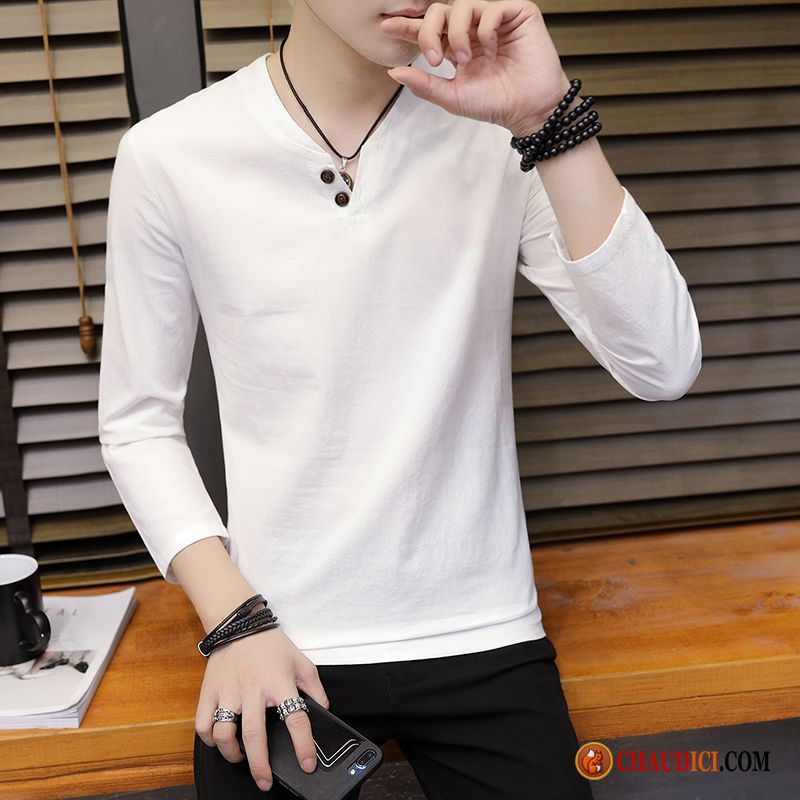 T Shirt Manche Longue Légère Tendance Beau Homme Slim