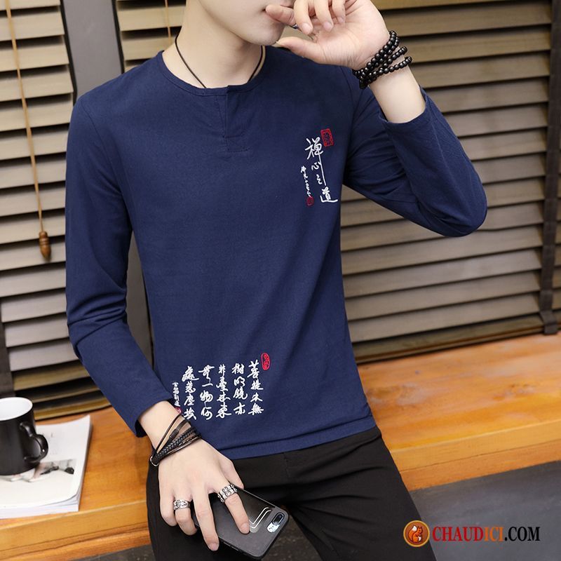 T Shirt Manche Longue Légère Tendance Beau Homme Slim