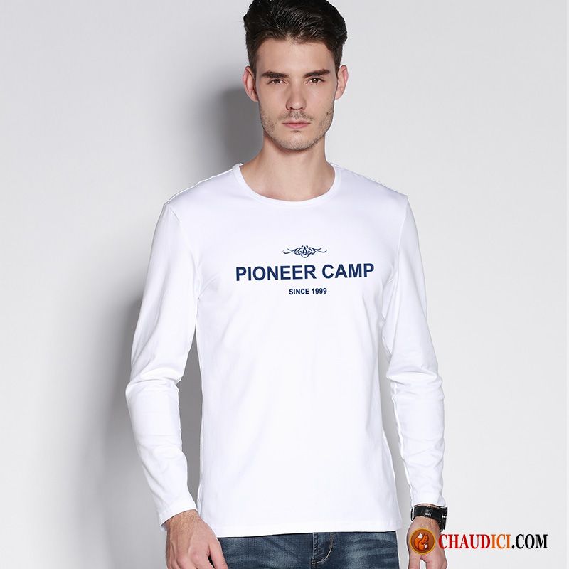 T Shirt Pas Cher Col Rond Homme Printemps Extensible Jeunesse