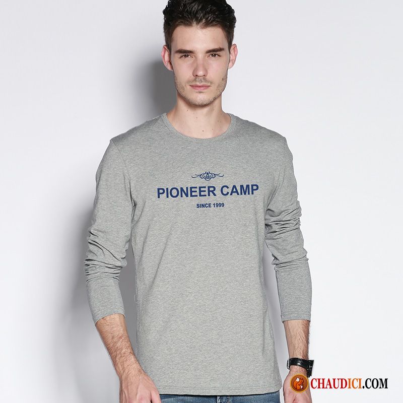 T Shirt Pas Cher Col Rond Homme Printemps Extensible Jeunesse