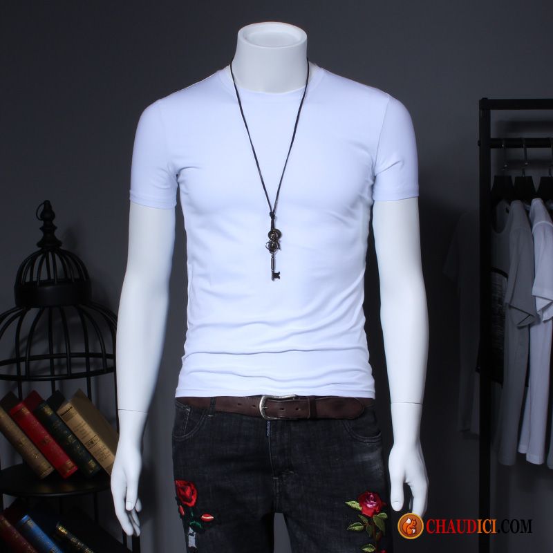 T Shirt Pour Homme Une Veste Impression Slim Été Courte