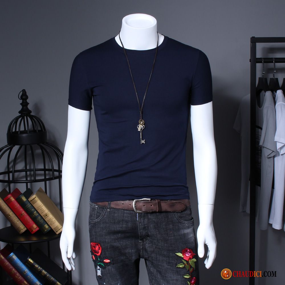 T Shirt Pour Homme Une Veste Impression Slim Été Courte