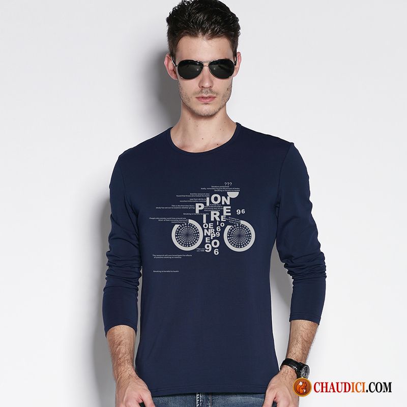 T Shirt Simple Homme Chemise En Bas Printemps Impression T-shirt Jeunesse Soldes