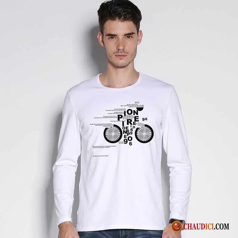 T Shirt Simple Homme Chemise En Bas Printemps Impression T-shirt Jeunesse Soldes